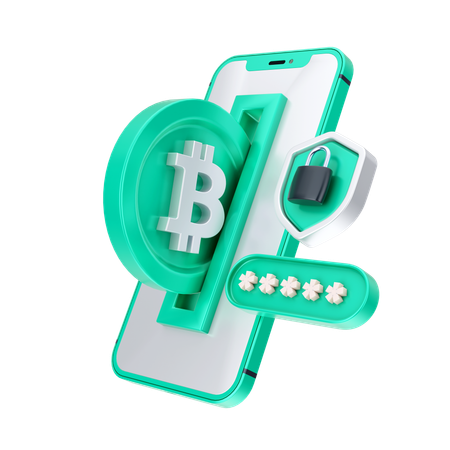 Sécurité Bitcoin en ligne  3D Icon