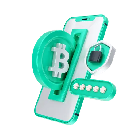 Sécurité Bitcoin en ligne  3D Icon