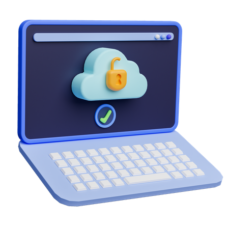 Sécurité cloud sur ordinateur portable  3D Icon