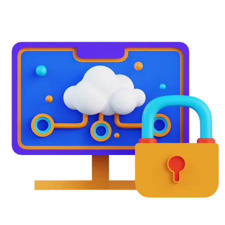 Sécurité du système informatique en nuage  3D Icon