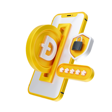 Sécurité du dogecoin en ligne  3D Icon