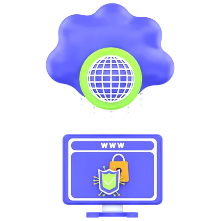 Sécurité du réseau cloud  3D Icon