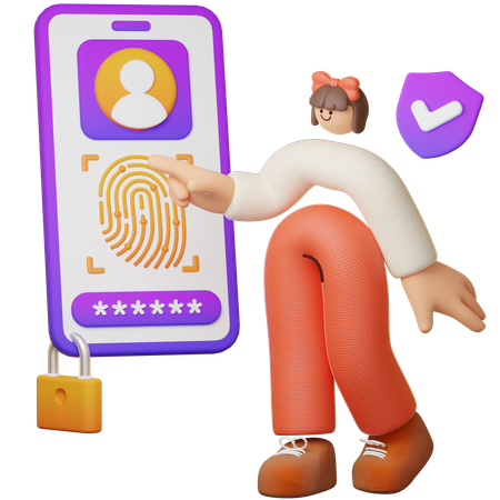 Security App With Fingerprint Or Access Code  3D Illustration