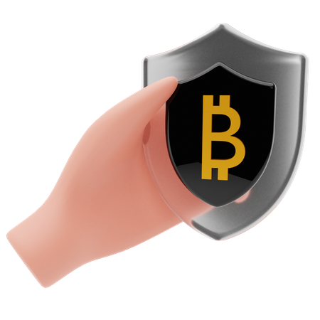 Security in bitcoin trading  3D Illustration