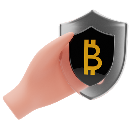 Security in bitcoin trading  3D Illustration