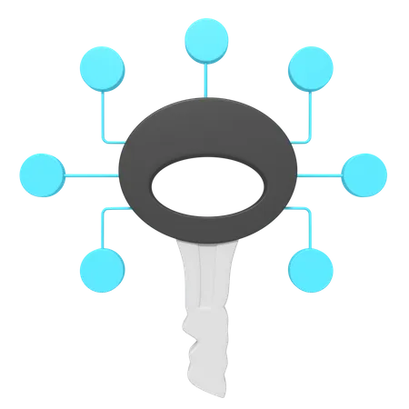Security Key Network 3D Icon