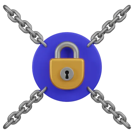 A 3 D Icon Depicting A Digital Padlock Surrounded By Chains Signifying Strong Encryption And Digital Data Security 3D Icon