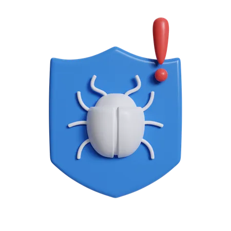 Security Shield With Bug  3D Icon