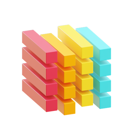 Segmentiertes Balkendiagramm  3D Illustration