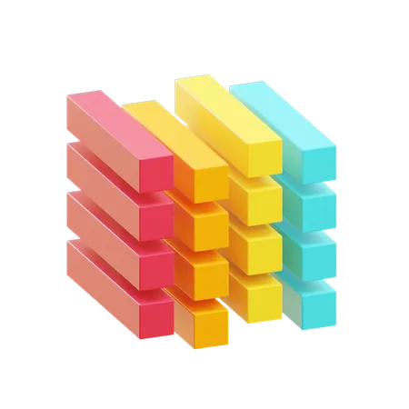 Segmentiertes Balkendiagramm  3D Illustration