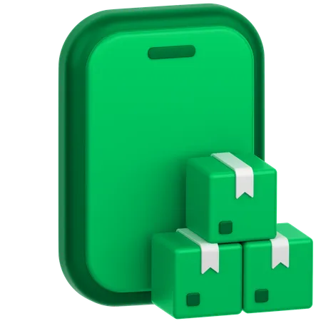 Icono 3 D De 3 Cajas Frente A Un Telefono Movil 3D Icon