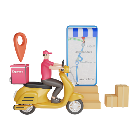 Seguimiento de la ubicación de entrega en línea  3D Illustration