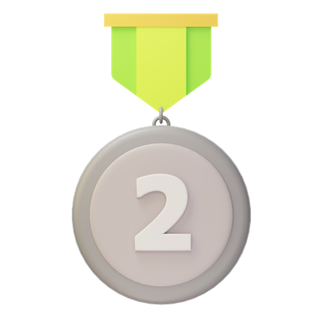 Medalha de Prata Segundo Lugar  3D Icon