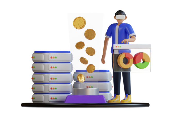 Segurança de banco de dados usando VR  3D Icon
