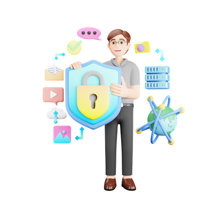Segurança de dados global  3D Icon
