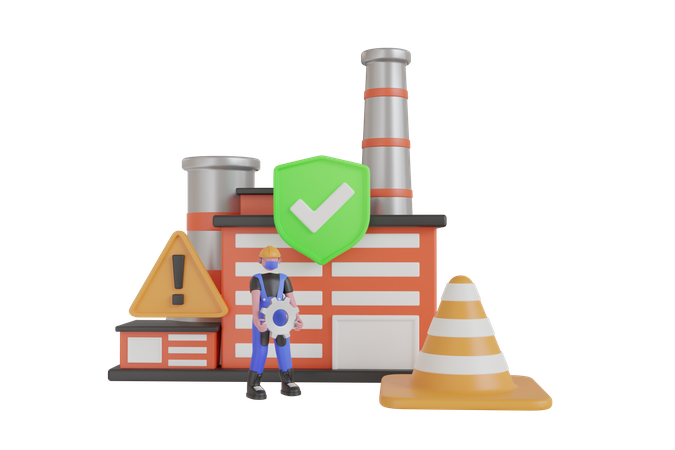 Segurança na fábrica  3D Icon