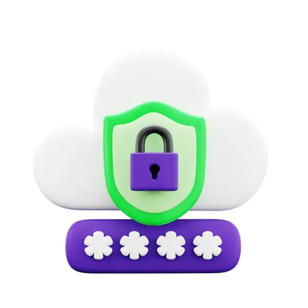 Segurança na nuvem cibernética  3D Icon