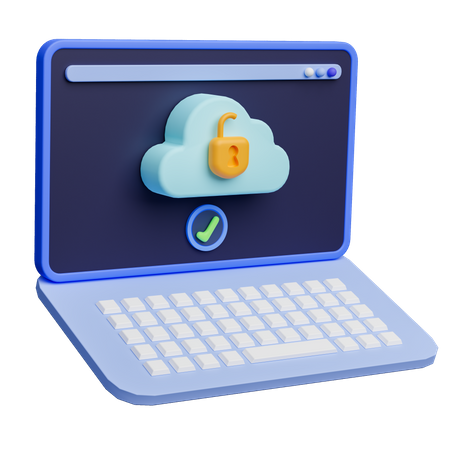 Segurança na nuvem no laptop  3D Icon