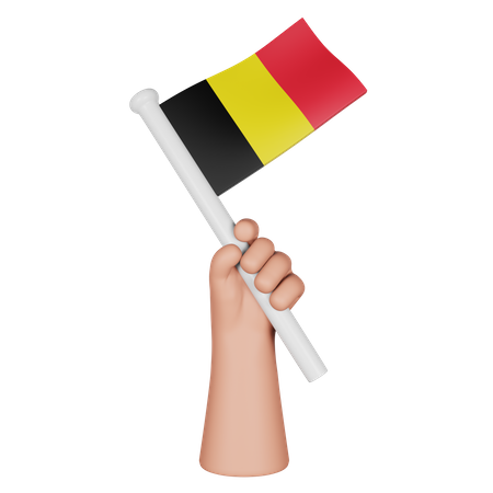 Mão segurando a bandeira da Bélgica  3D Icon