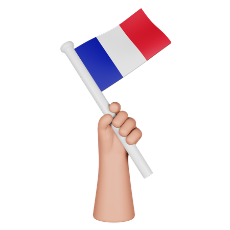 Mão segurando a bandeira da França  3D Icon