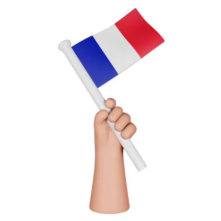 Mão segurando a bandeira da França  3D Icon