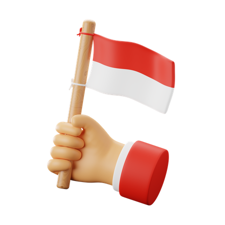Mão segurando a bandeira da Indonésia  3D Icon