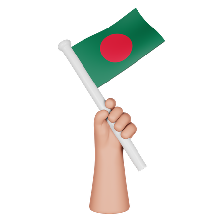 Mão segurando a bandeira de Bangladesh  3D Icon