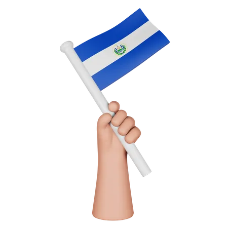 Mão segurando a bandeira de el salvador  3D Icon