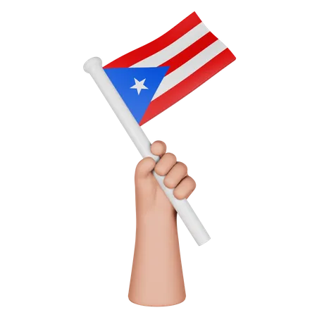 Mão segurando a bandeira de Porto Rico  3D Icon