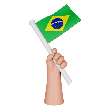 Mão segurando a bandeira do Brasil  3D Icon