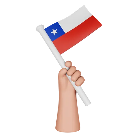 Mão segurando a bandeira do chile  3D Icon