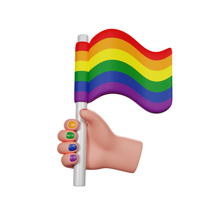 Mão segurando a bandeira lgbtq  3D Icon