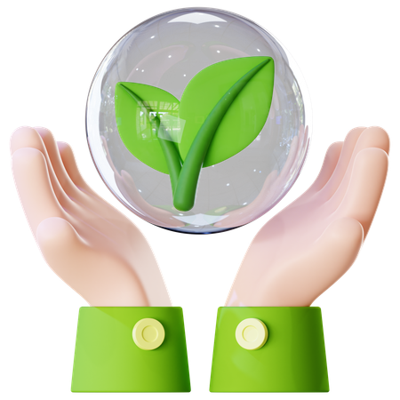 Mão segurando uma folha verde  3D Icon