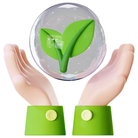 Mão segurando uma folha verde  3D Icon