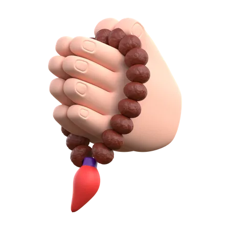 Mão segurando contas de oração  3D Icon