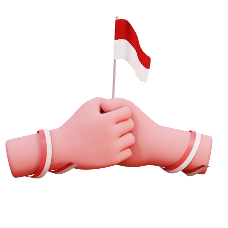Segurando a bandeira da Indonésia  3D Icon