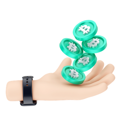 Segurando bitcoins  3D Icon