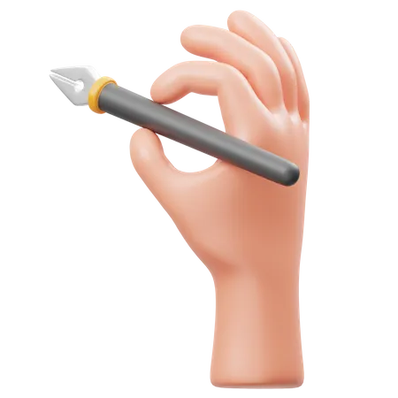 Segurando a caneta, gesto com a mão  3D Icon