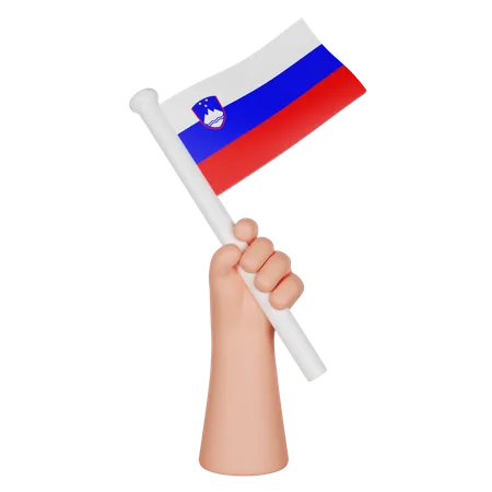 Mão segurando uma bandeira da Eslovênia  3D Icon