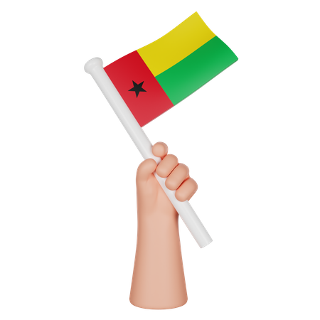 Mão segurando uma bandeira da Guiné Bissau  3D Icon