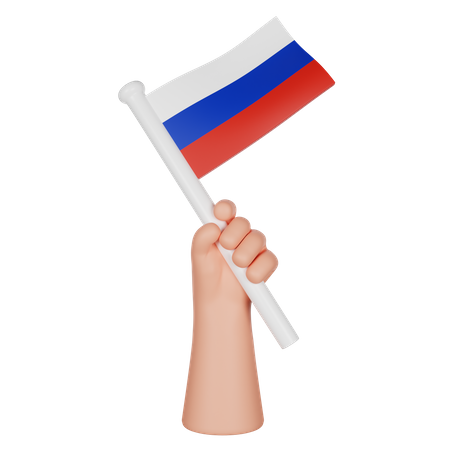 Mão segurando uma bandeira da Rússia  3D Icon