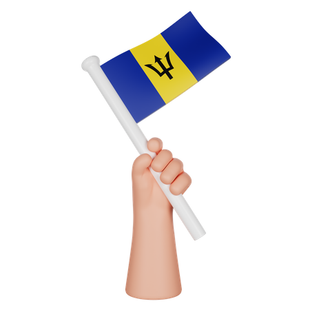 Mão segurando uma bandeira de barbados  3D Icon