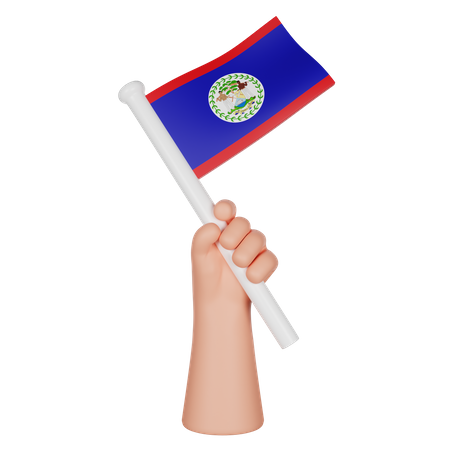 Mão segurando uma bandeira de Belize  3D Icon