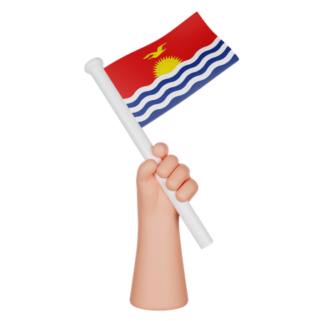 Mão segurando uma bandeira do Kiribati  3D Icon