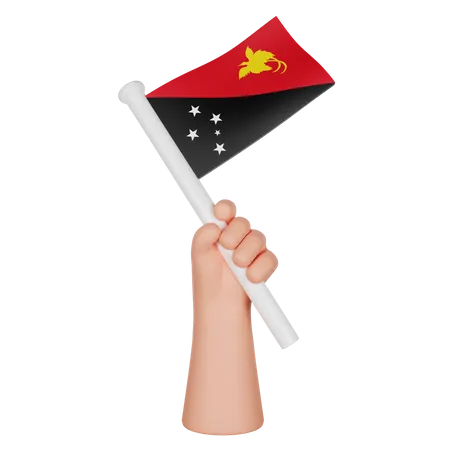 Mão segurando uma bandeira de papua nova guiné  3D Icon