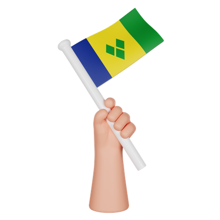 Mão segurando uma bandeira de São Vicente e Granadinas  3D Icon