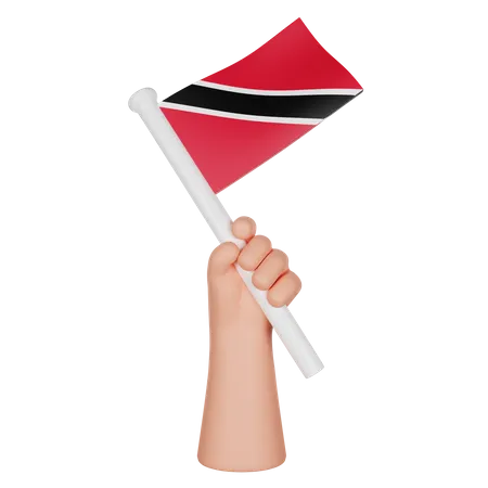 Mão segurando uma bandeira de Trinidad e Tobago  3D Icon