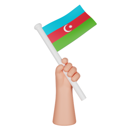 Mão segurando uma bandeira do Azerbaijão  3D Icon