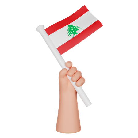 Mão segurando uma bandeira do Líbano  3D Icon
