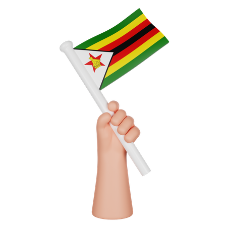 Mão segurando uma bandeira do Zimbábue  3D Icon